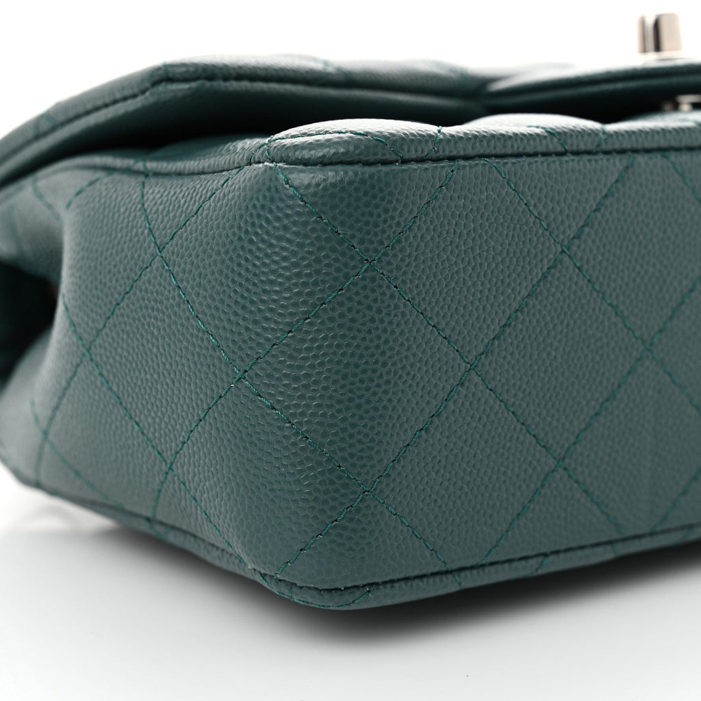 Caviar Quilted Mini Rectangular Flap Dark Turquoise