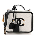 Caviar Quilted Medium CC Filigree Vanity Case White Black