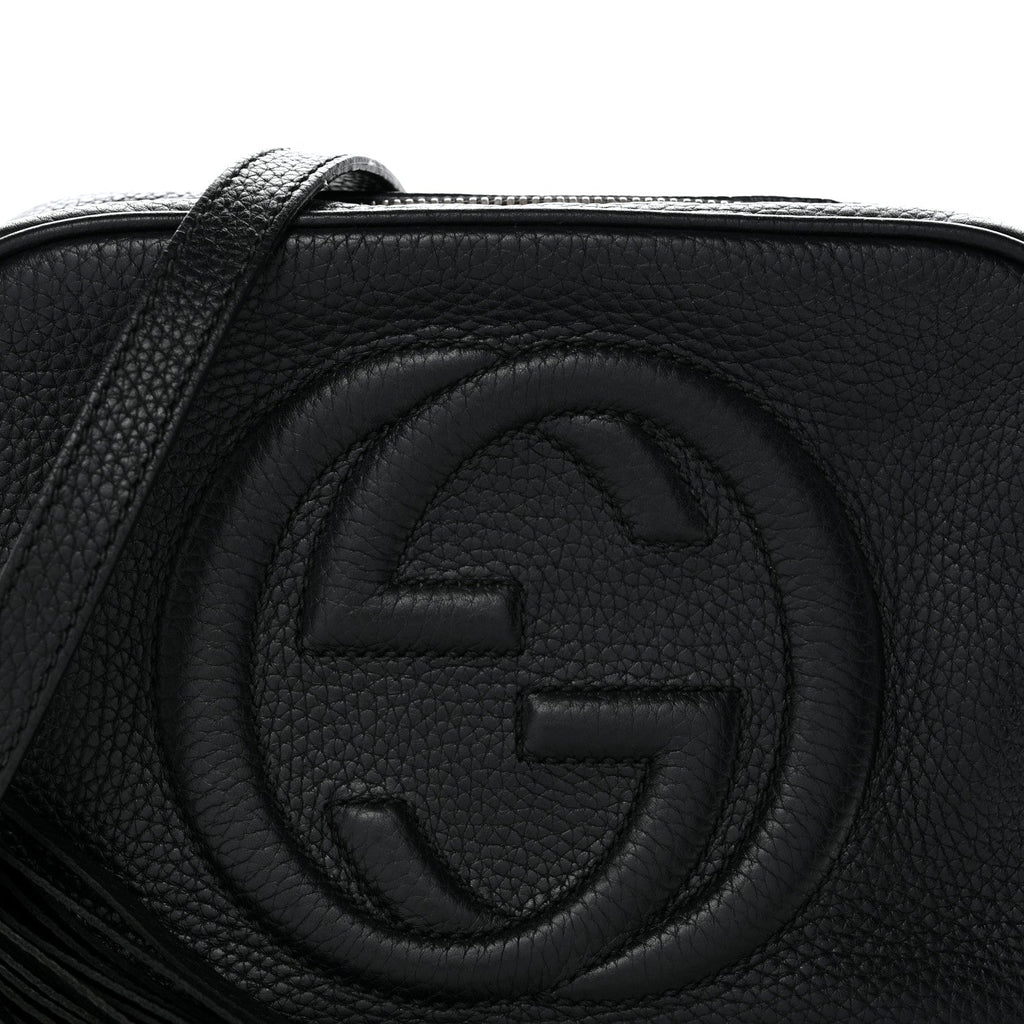 Pebbled Calfskin Small Soho Disco Bag Black