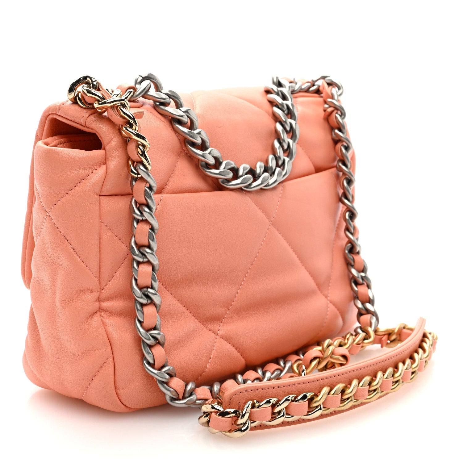 Lambskin Quilted Medium Chanel 19 Flap Light Orange