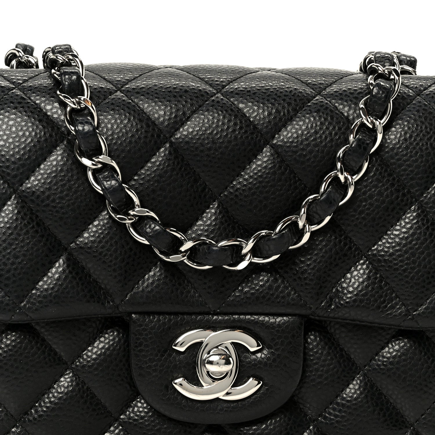 Caviar Quilted Mini Square Flap Black