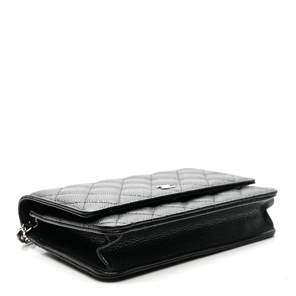 Caviar Quilted Wallet on Chain WOC Black