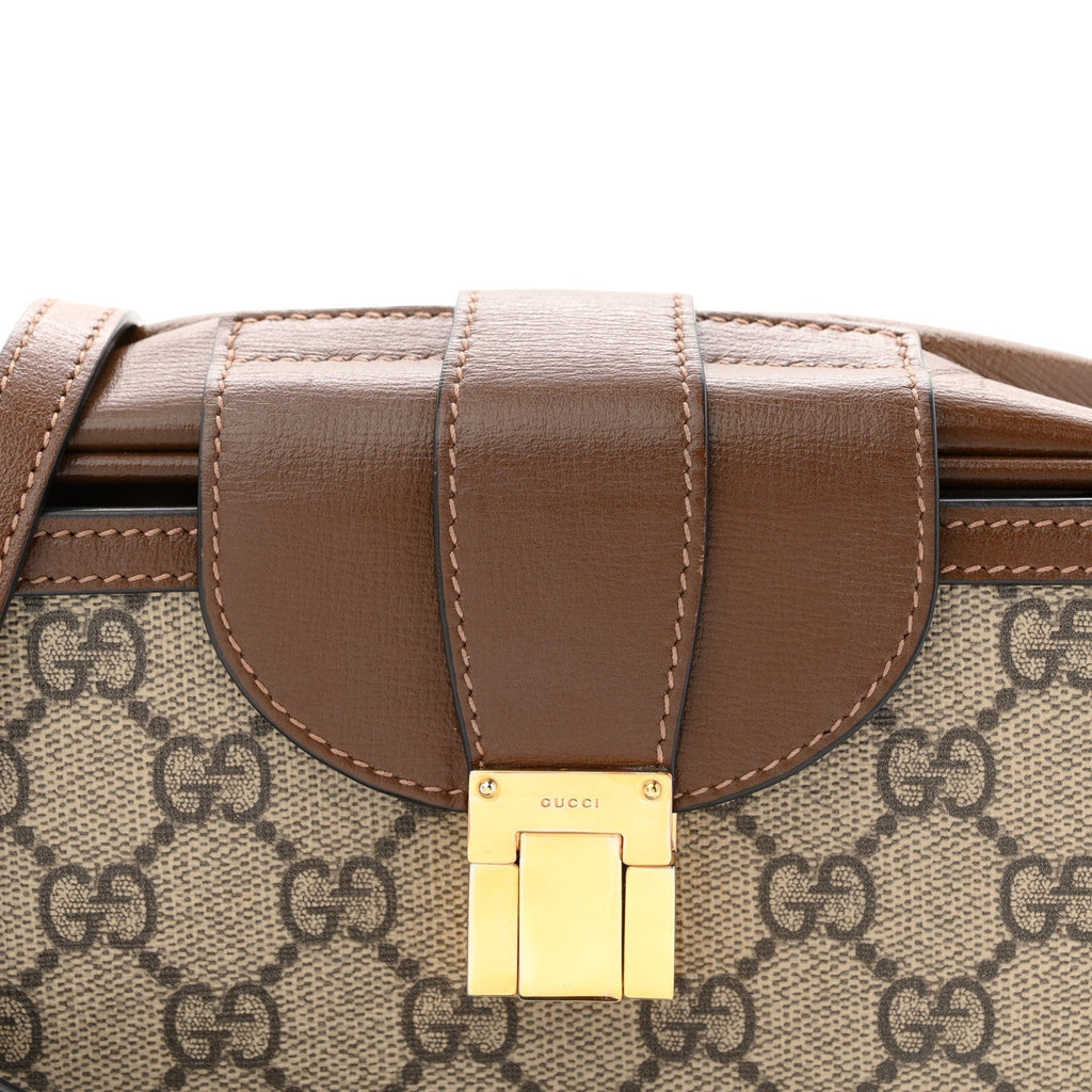 GG Supreme Monogram Mini Clasp Bag Beige Brown