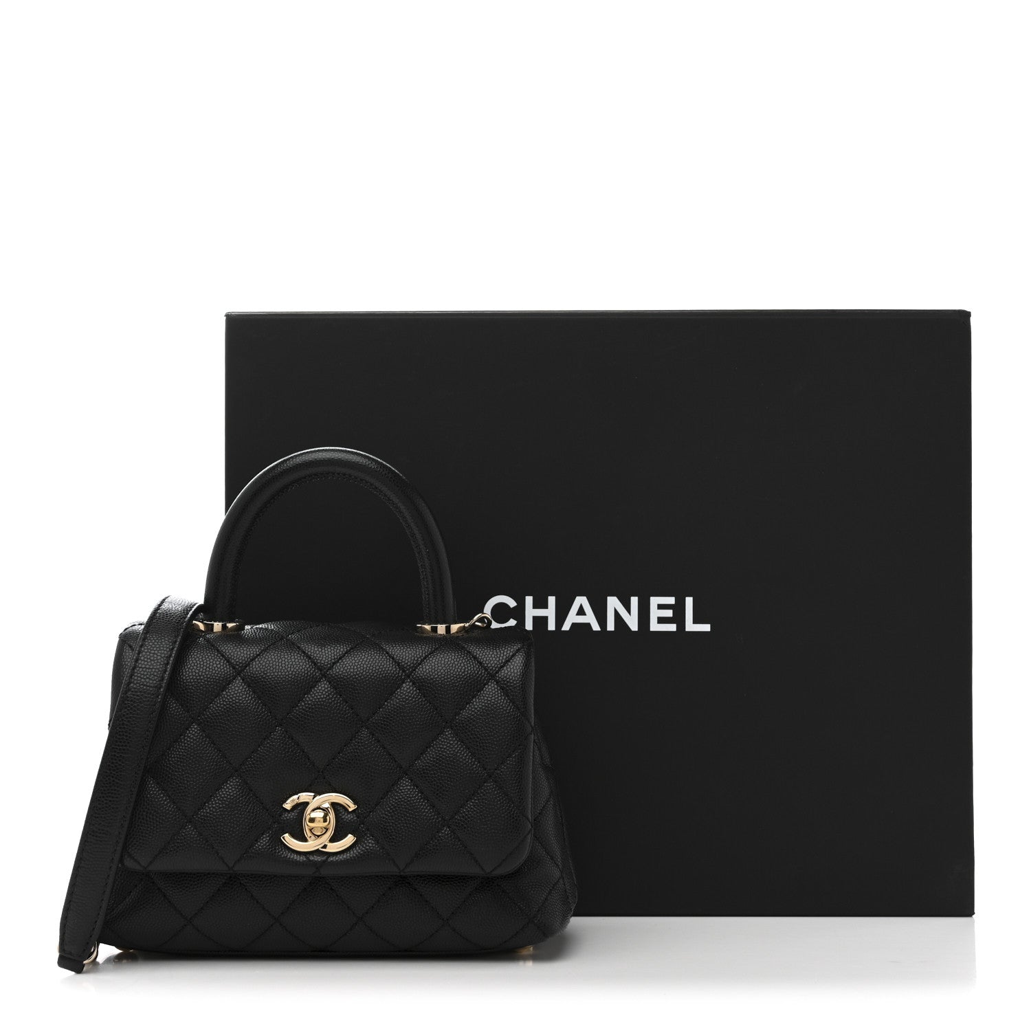Caviar Quilted Extra Mini Coco Handle Flap Black