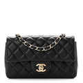 Lambskin Quilted Mini Rectangular Flap Black
