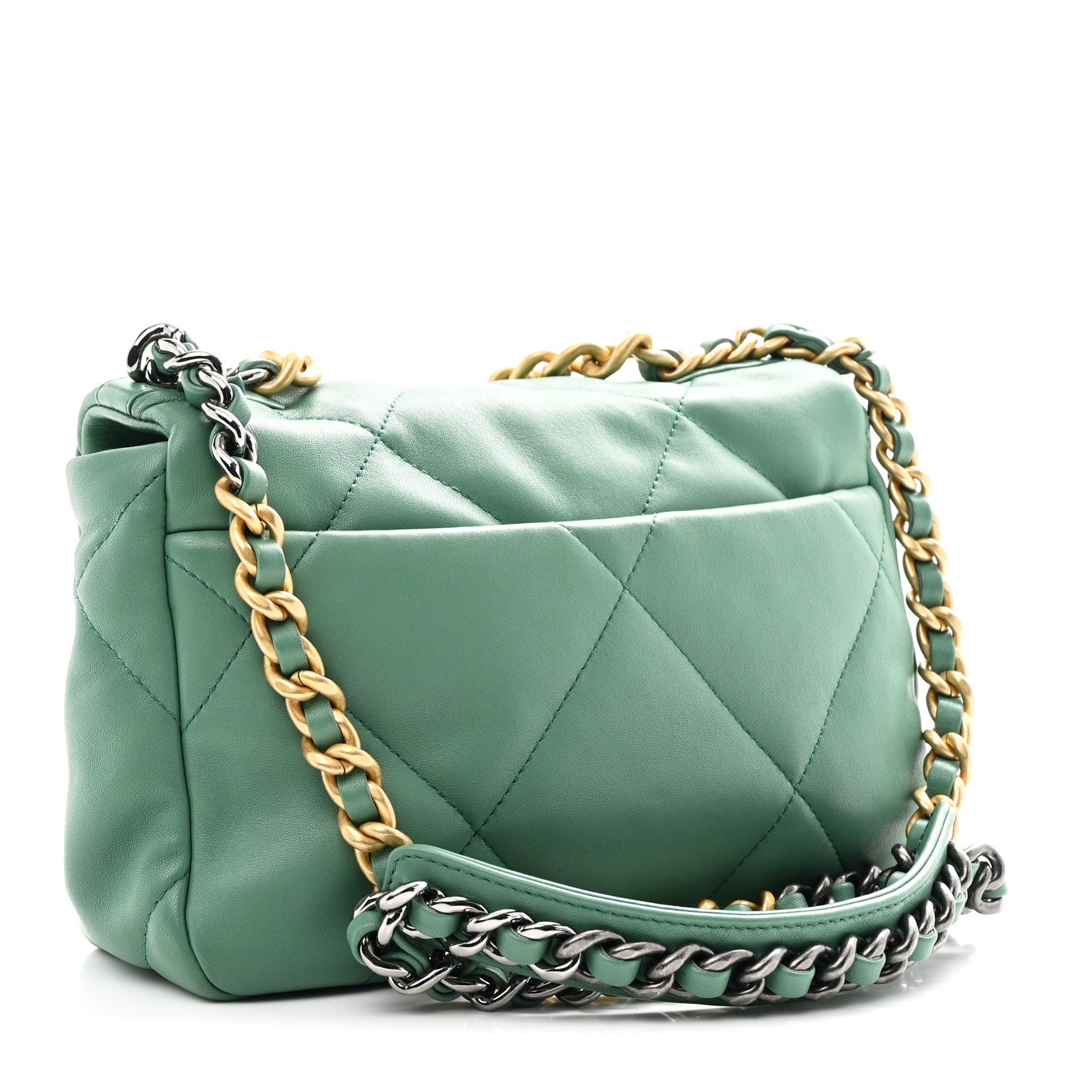 Lambskin Quilted Medium Chanel 19 Flap Green