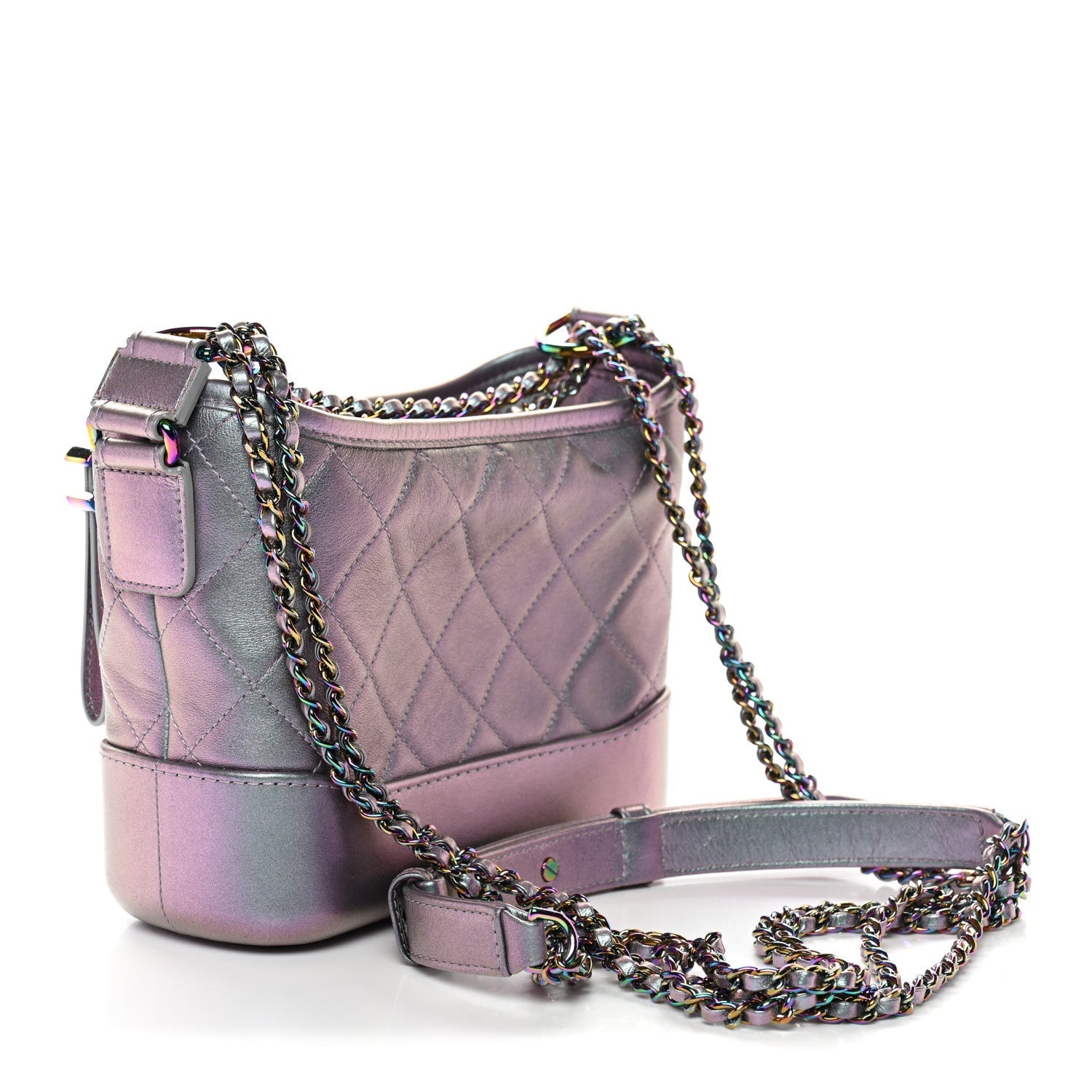 Iridescent Lambskin Calfskin Quilted Small Gabrielle Hobo Light Purple