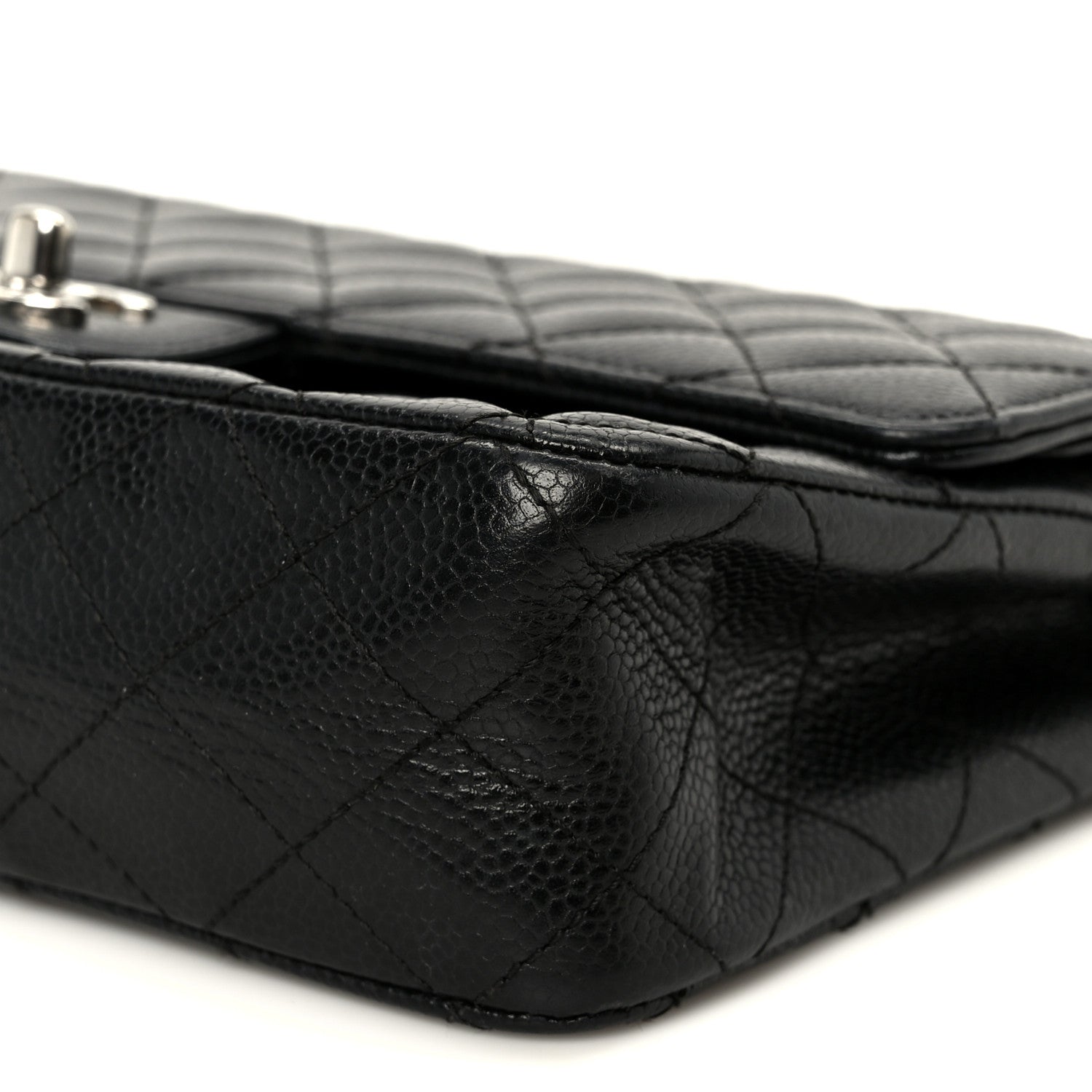 Caviar Quilted Medium Double Flap Black