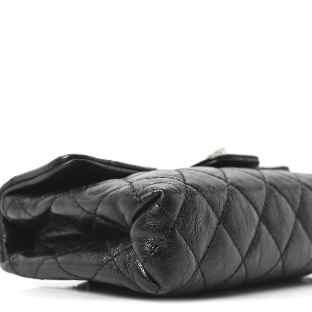Glazed Calfskin Quilted 2.55 Reissue Flap Belt Bag Clutch 85 34 Black