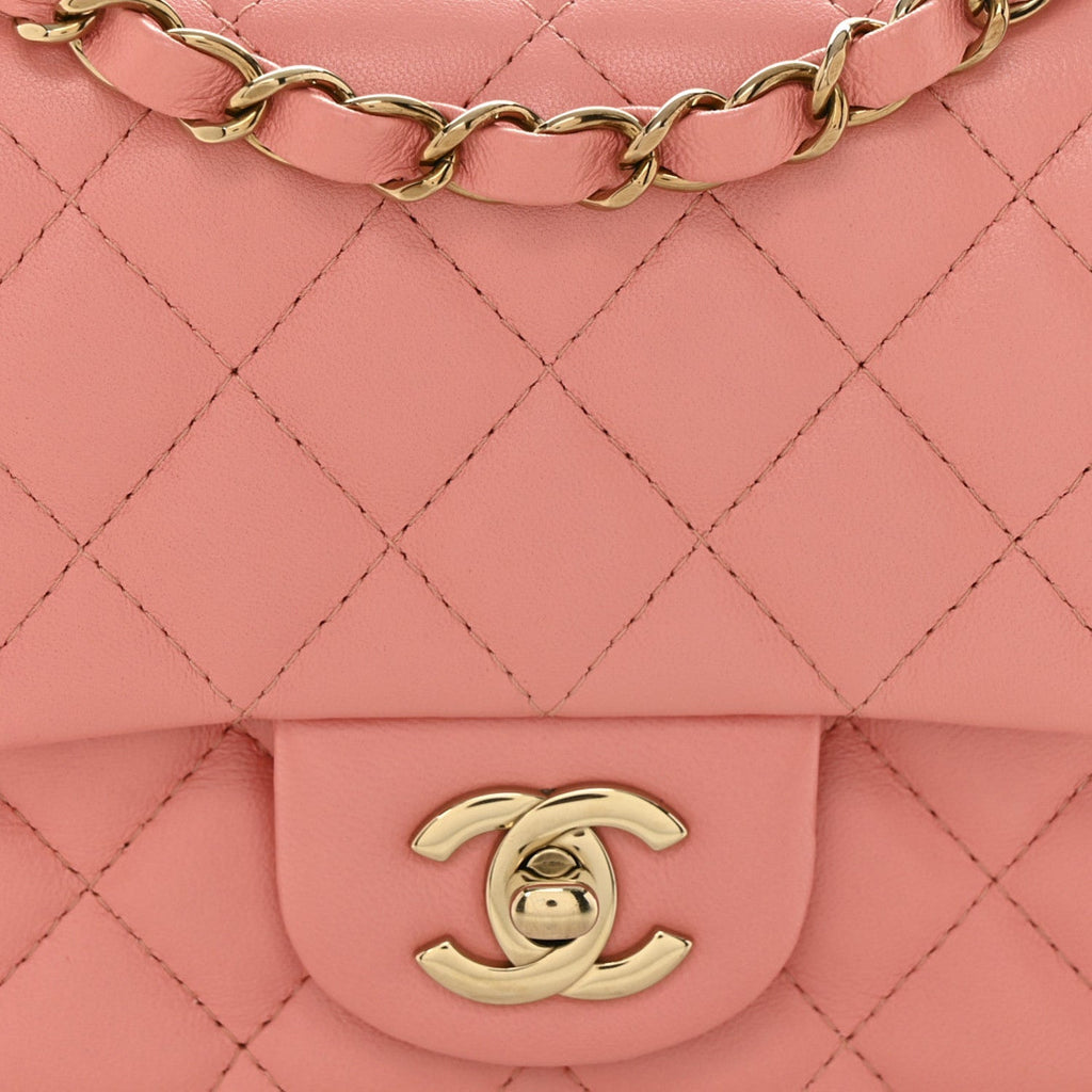 Lambskin Quilted Mini Square Flap Pink