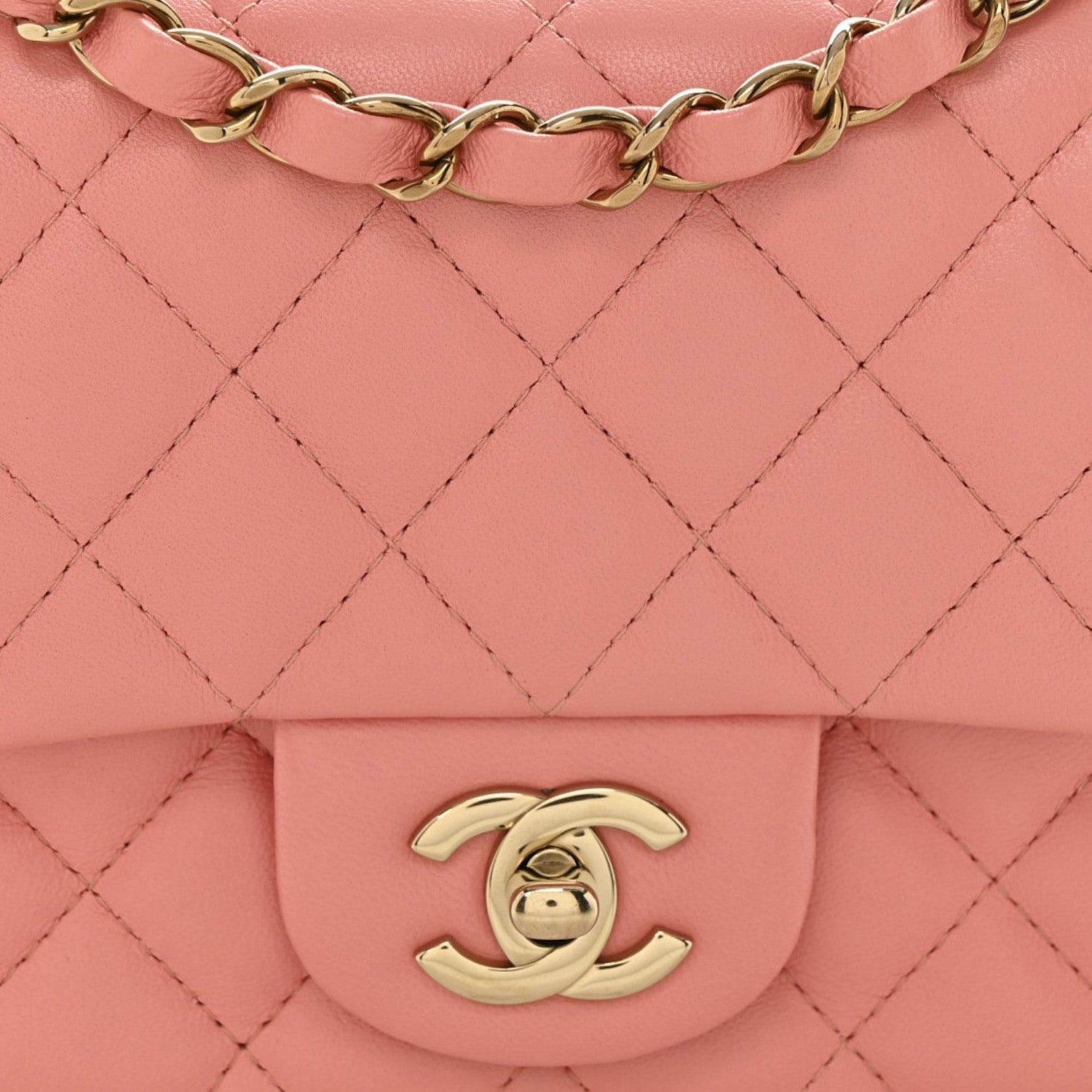 Lambskin Quilted Mini Square Flap Pink