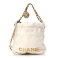 Shiny Calfskin Quilted Mini Chanel 22 White