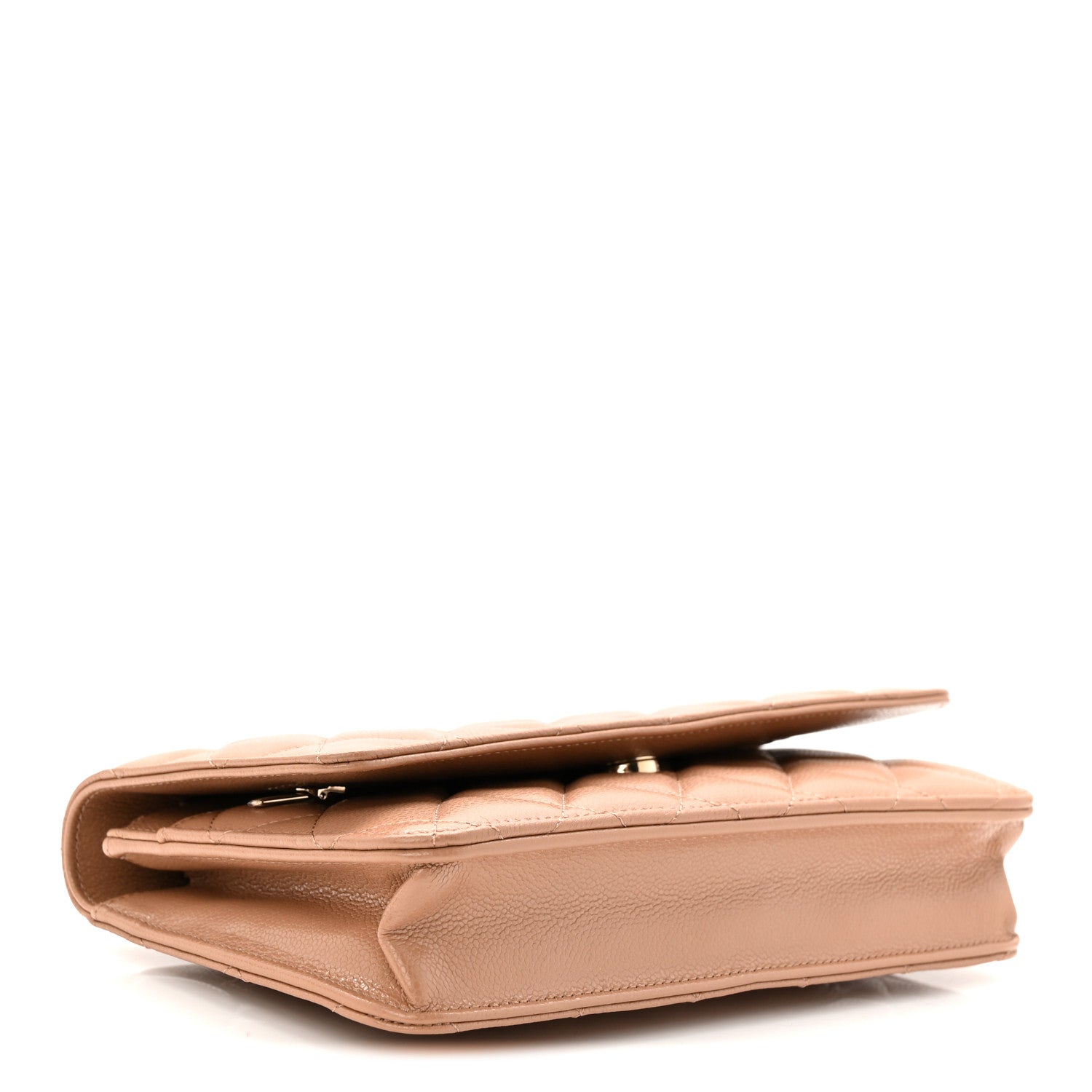 Caviar Quilted Wallet on Chain WOC Dark Beige