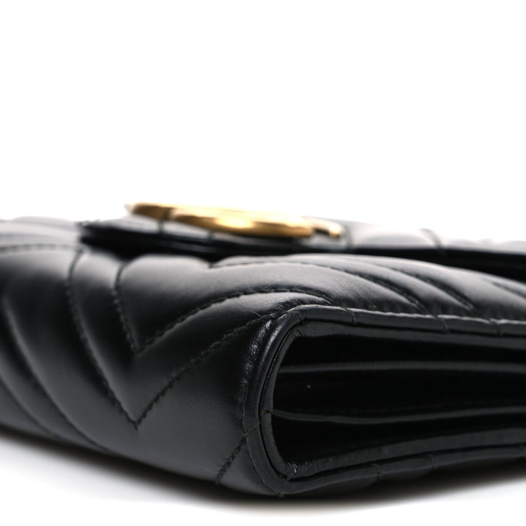 Calfskin Matelasse GG Marmont Chain Wallet Black
