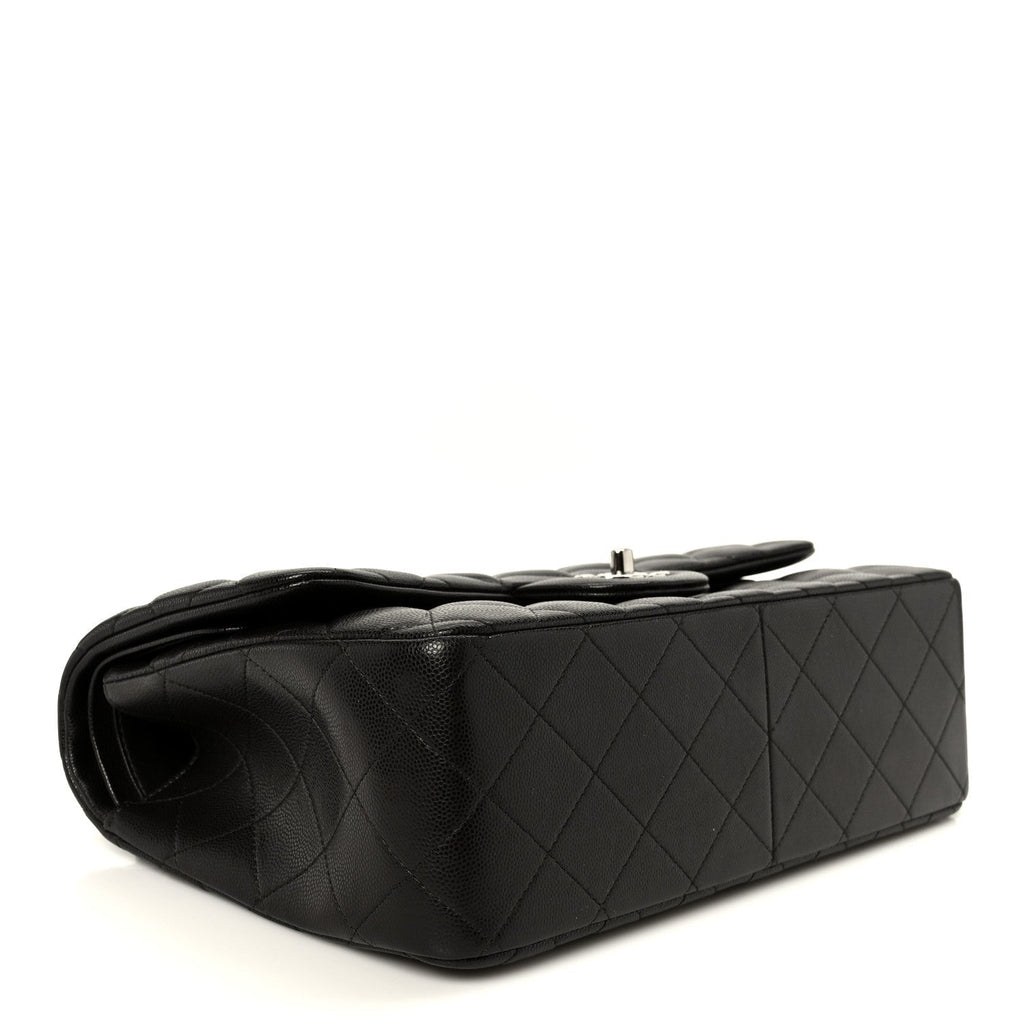 Caviar Quilted Jumbo Double Flap Dark Brown