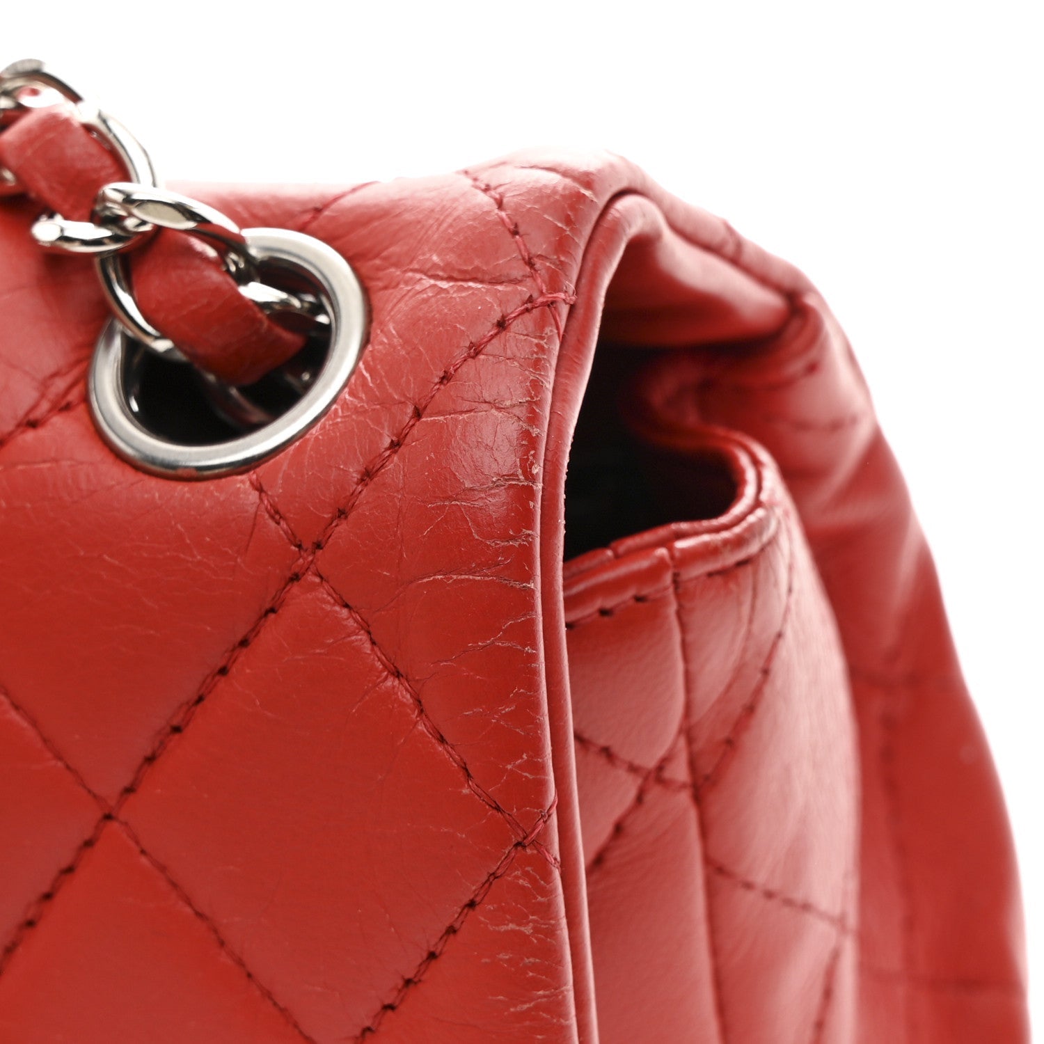 Lambskin Quilted Mini Rectangular Flap Red