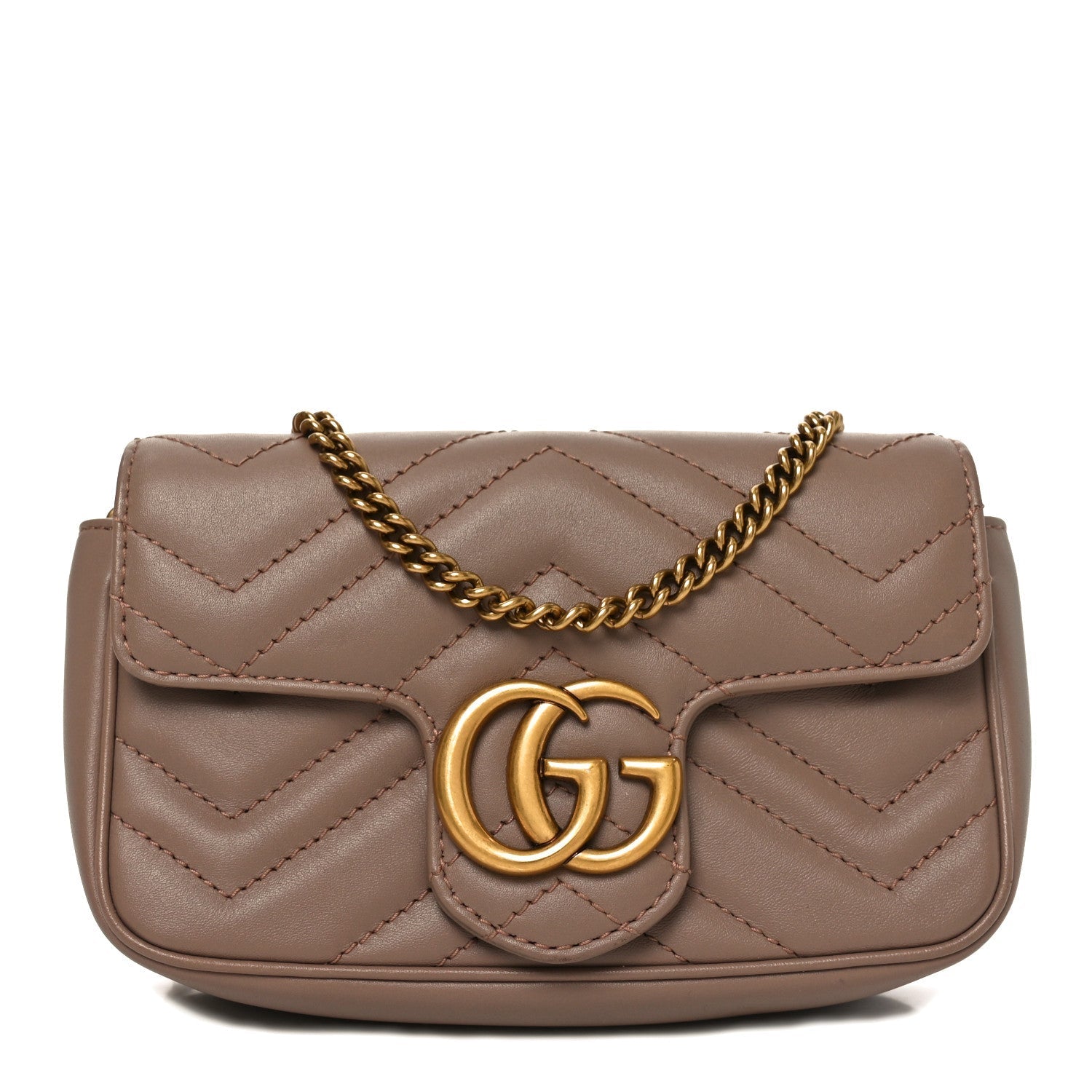Calfskin Matelasse Super Mini GG Marmont Shoulder Bag Porcelain Rose