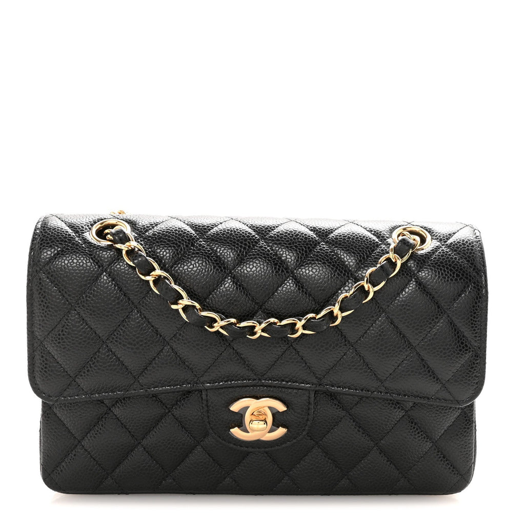 Caviar Quilted Small Double Flap Black