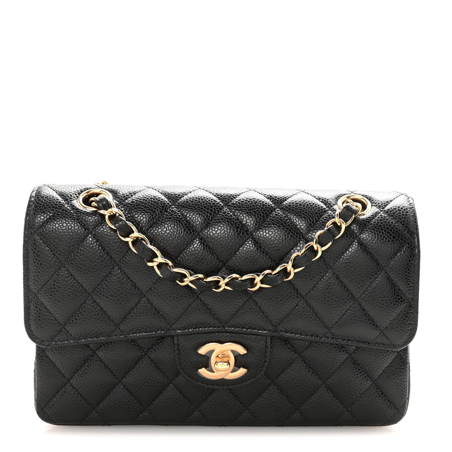 Caviar Quilted Small Double Flap Black