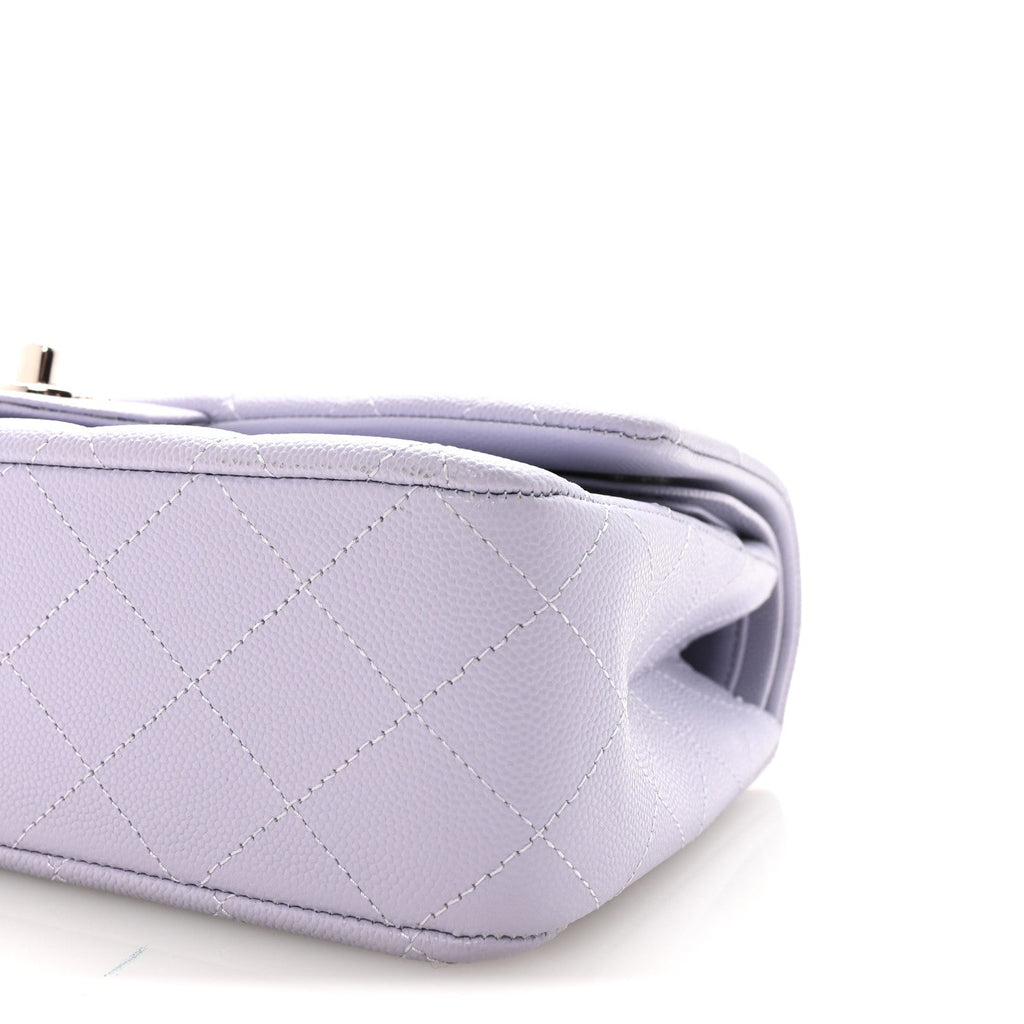 Caviar Quilted Medium Double Flap Light Purple