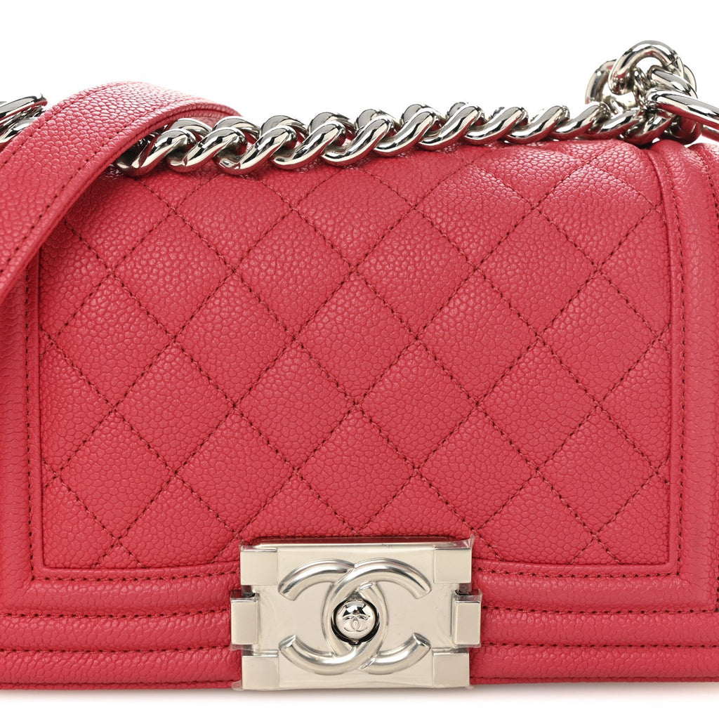 Caviar Quilted Small Boy Flap Red