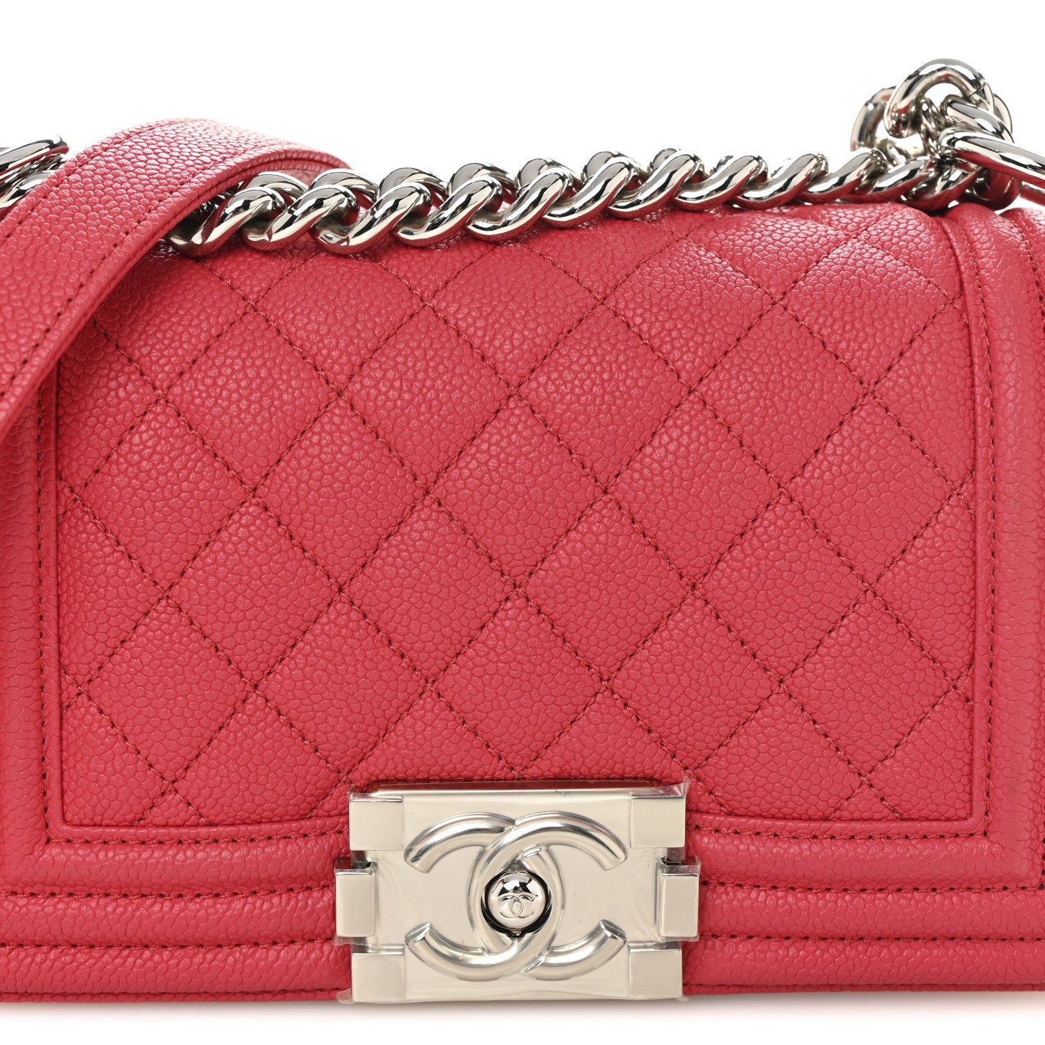 Caviar Quilted Small Boy Flap Red