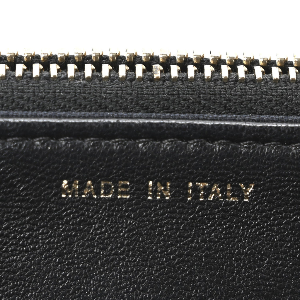 Lambskin Quilted Golden Class Wallet on Chain WOC Black