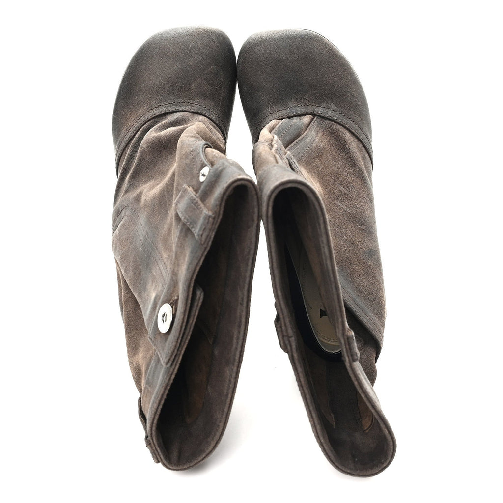 Waxed Suede Toy Ankle Boots 40 Brown
