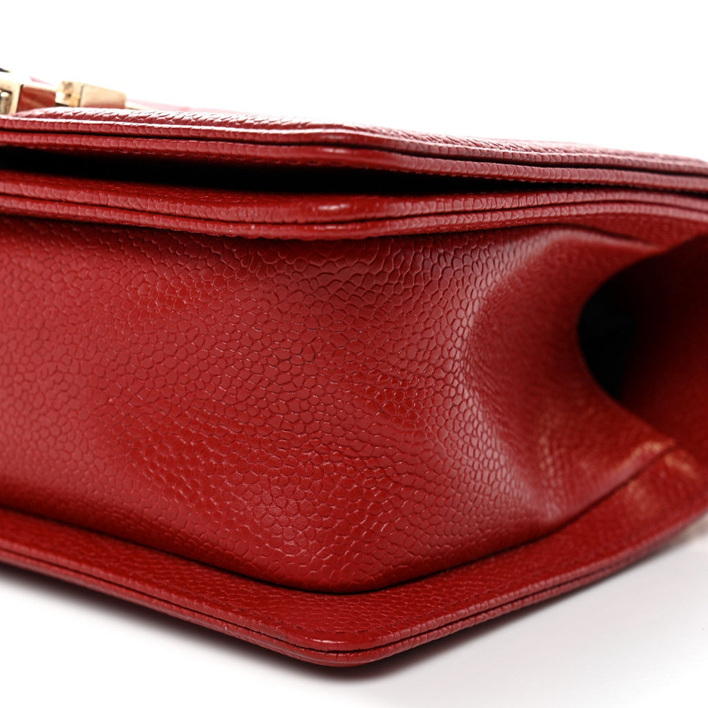 Caviar Quilted Small Boy Flap Red