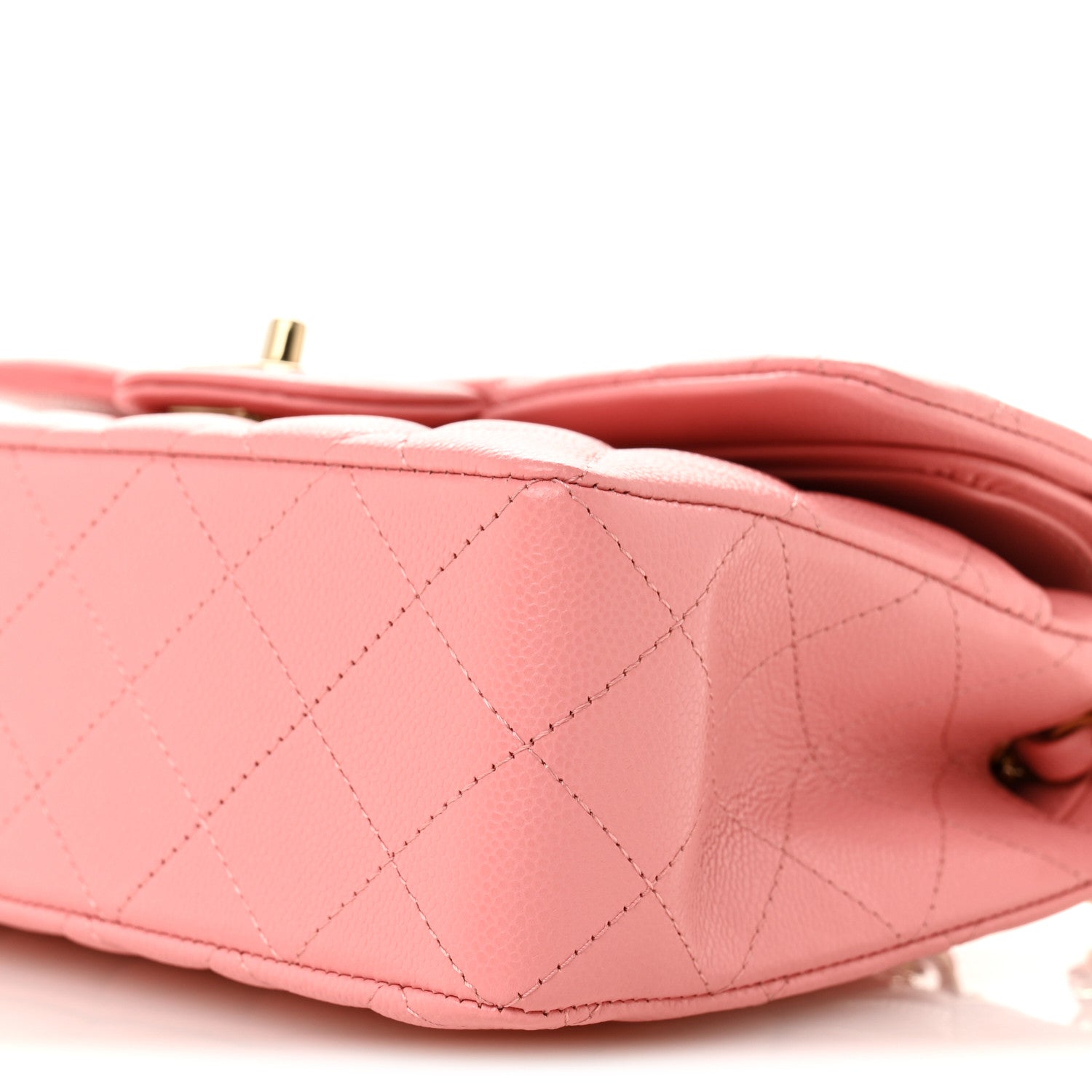 Caviar Quilted Small Double Flap Light Pink