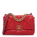 Lambskin Quilted Medium Chanel 19 Flap Red