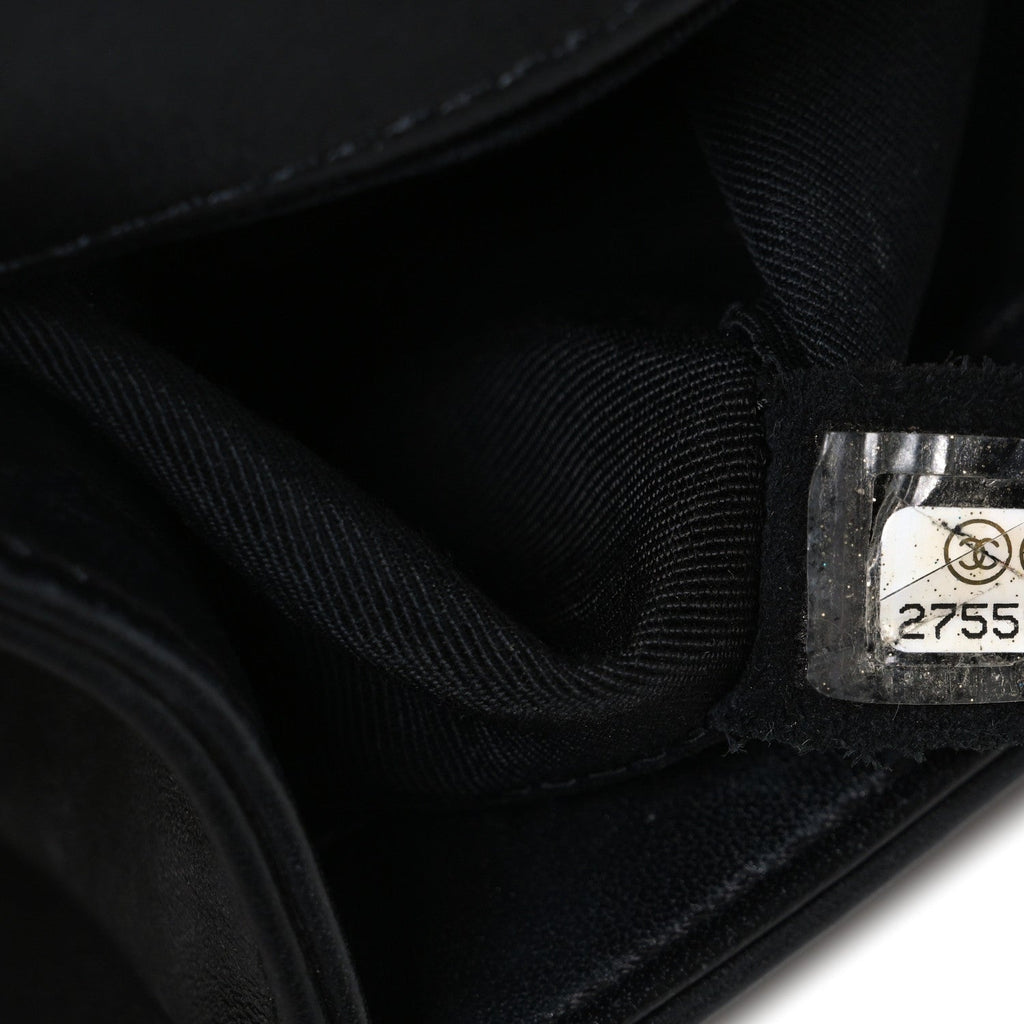 Calfskin Braided Small Boy Flap Black