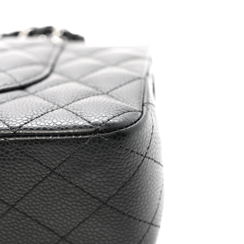 Caviar Quilted Medium Double Flap Black