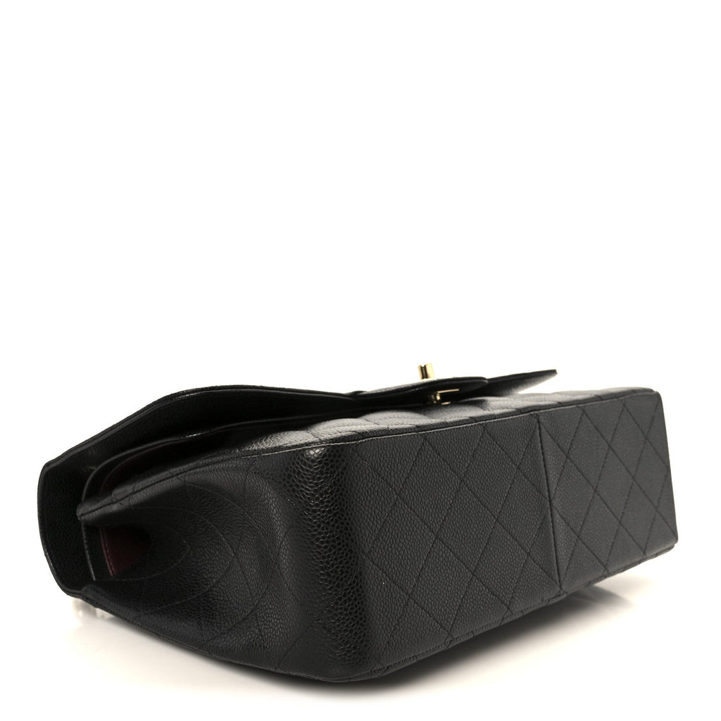 Caviar Quilted Jumbo Double Flap Black
