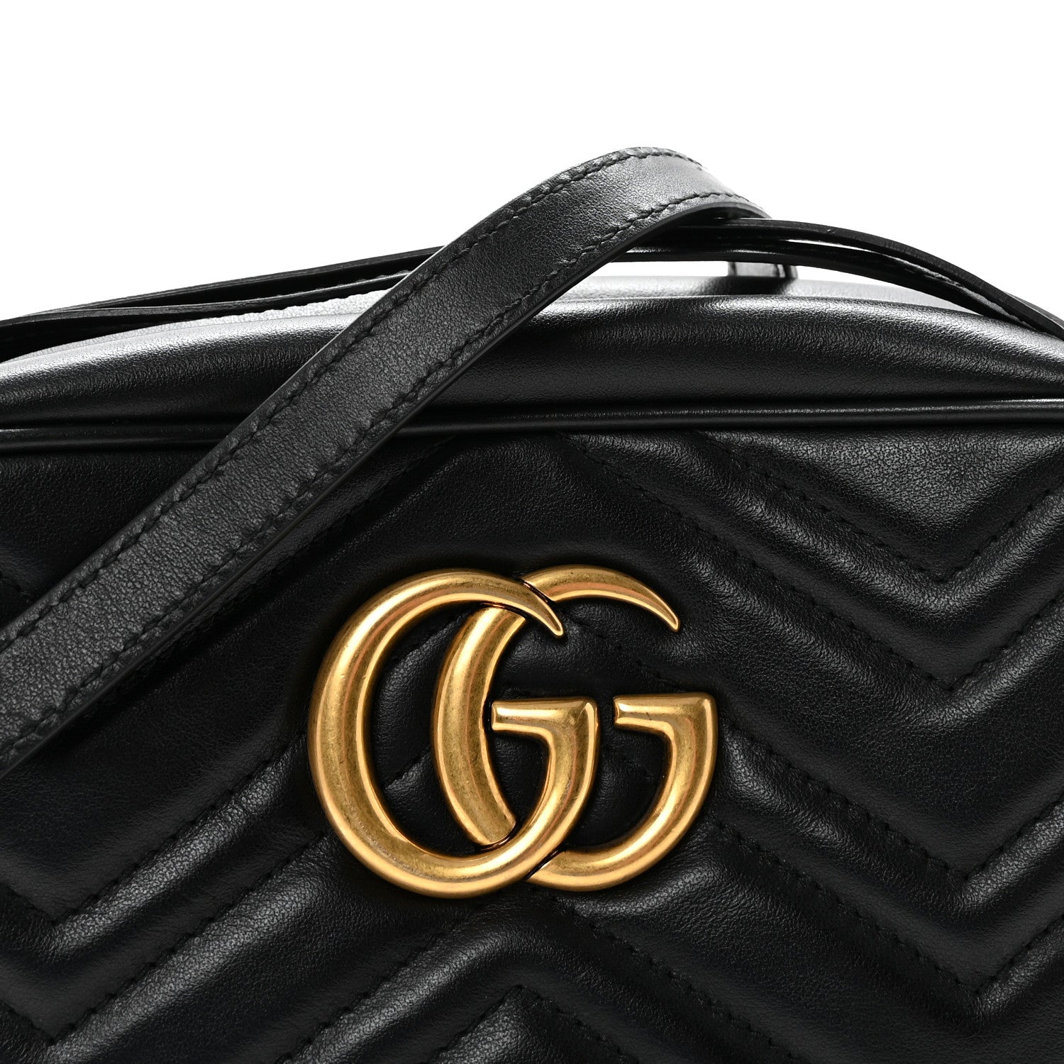 Calfskin Matelasse Small GG Marmont Chain Shoulder Bag Black