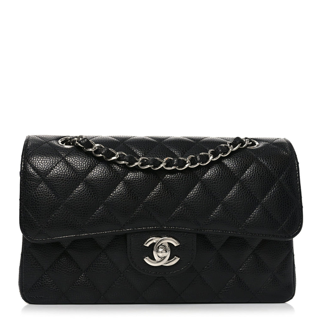 Caviar Quilted Small Double Flap Black