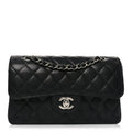 Caviar Quilted Small Double Flap Black