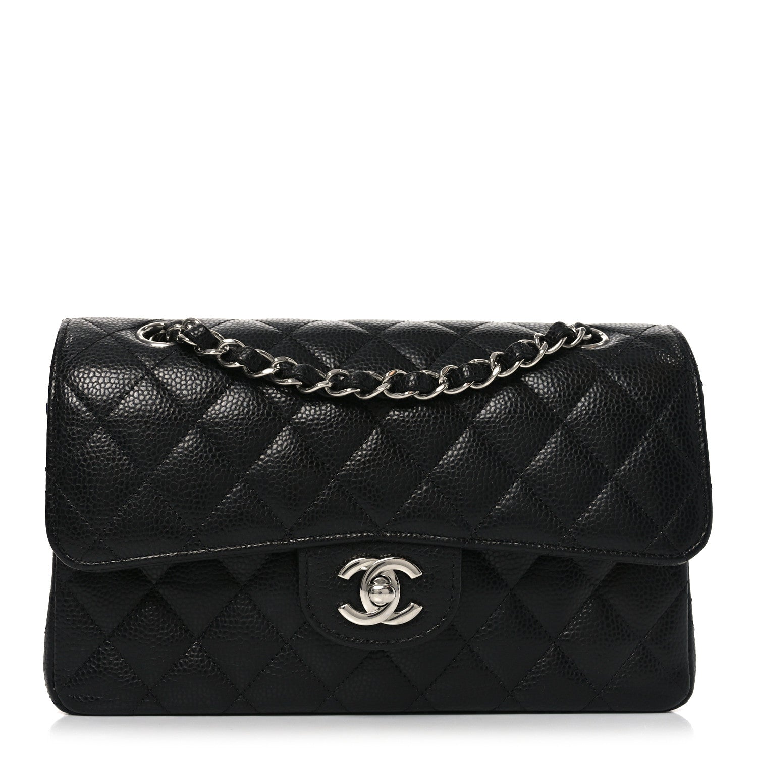 Caviar Quilted Small Double Flap Black