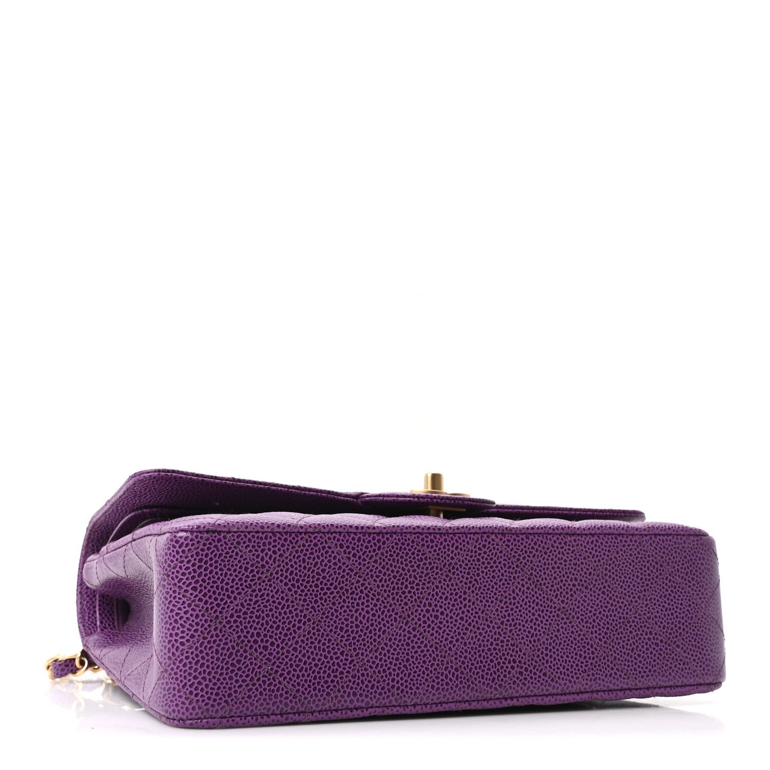 Caviar Quilted Medium Double Flap Purple