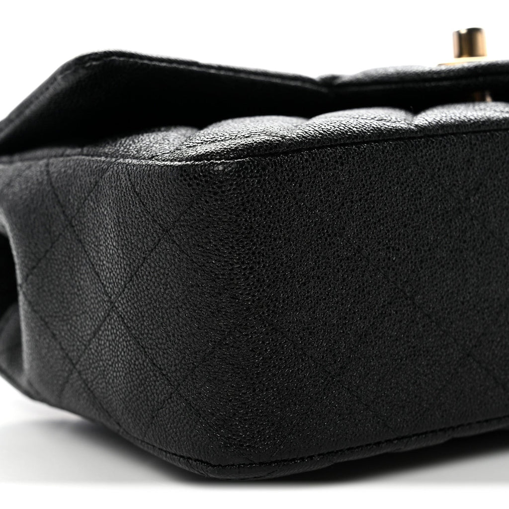 Caviar Quilted Mini Top Handle Rectangular Flap Black