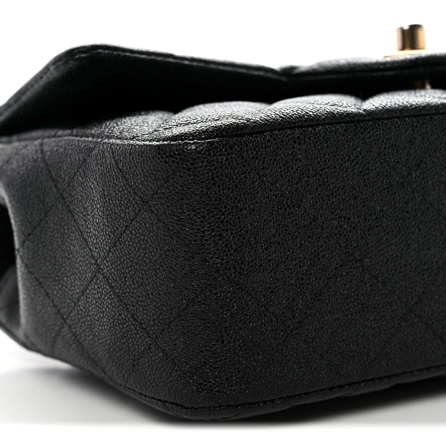 Caviar Quilted Mini Top Handle Rectangular Flap Black