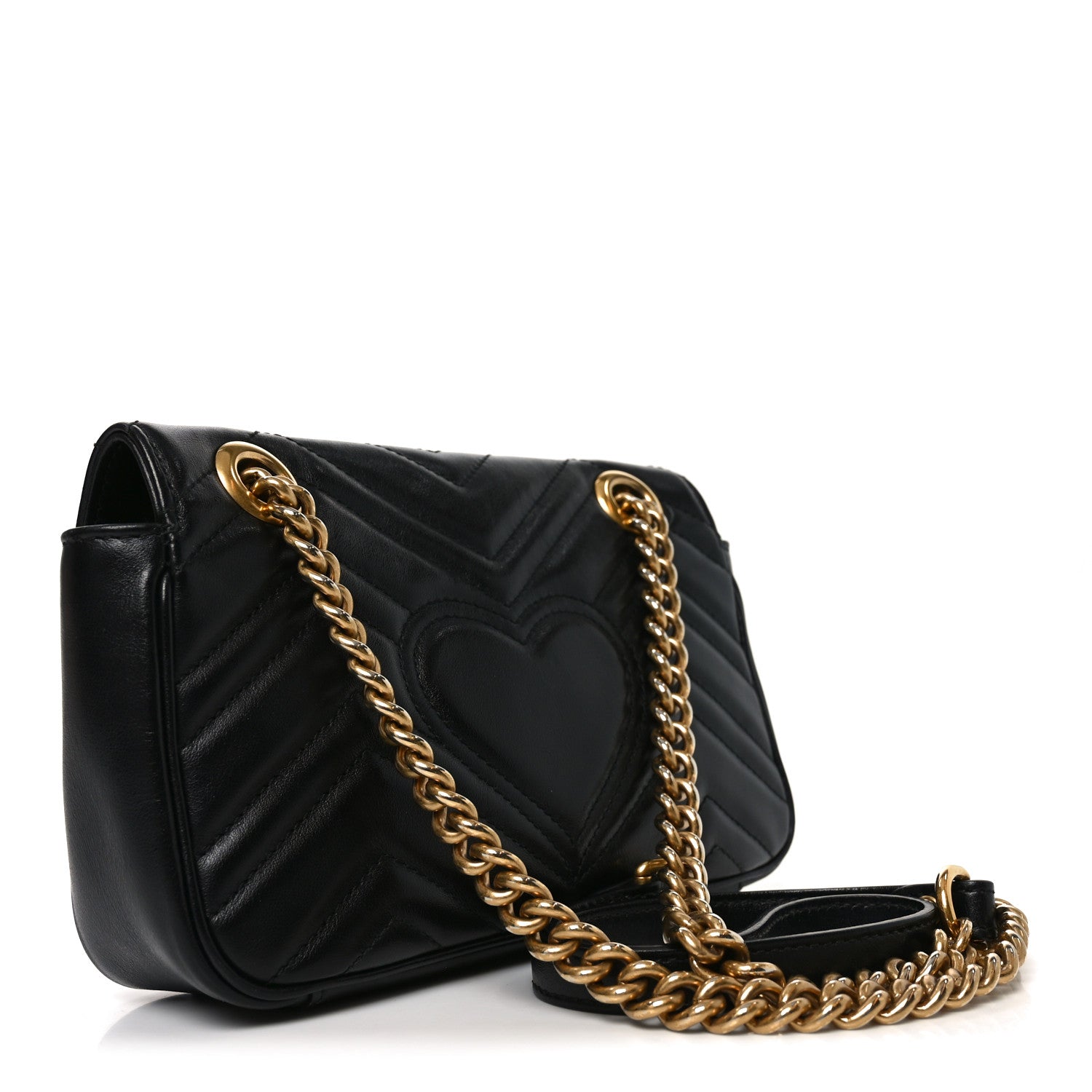 Calfskin Matelasse Mini GG Marmont Shoulder Bag Black