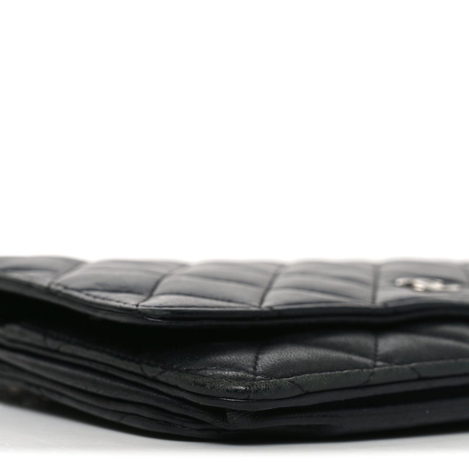 Lambskin Quilted Wallet On Chain WOC Black