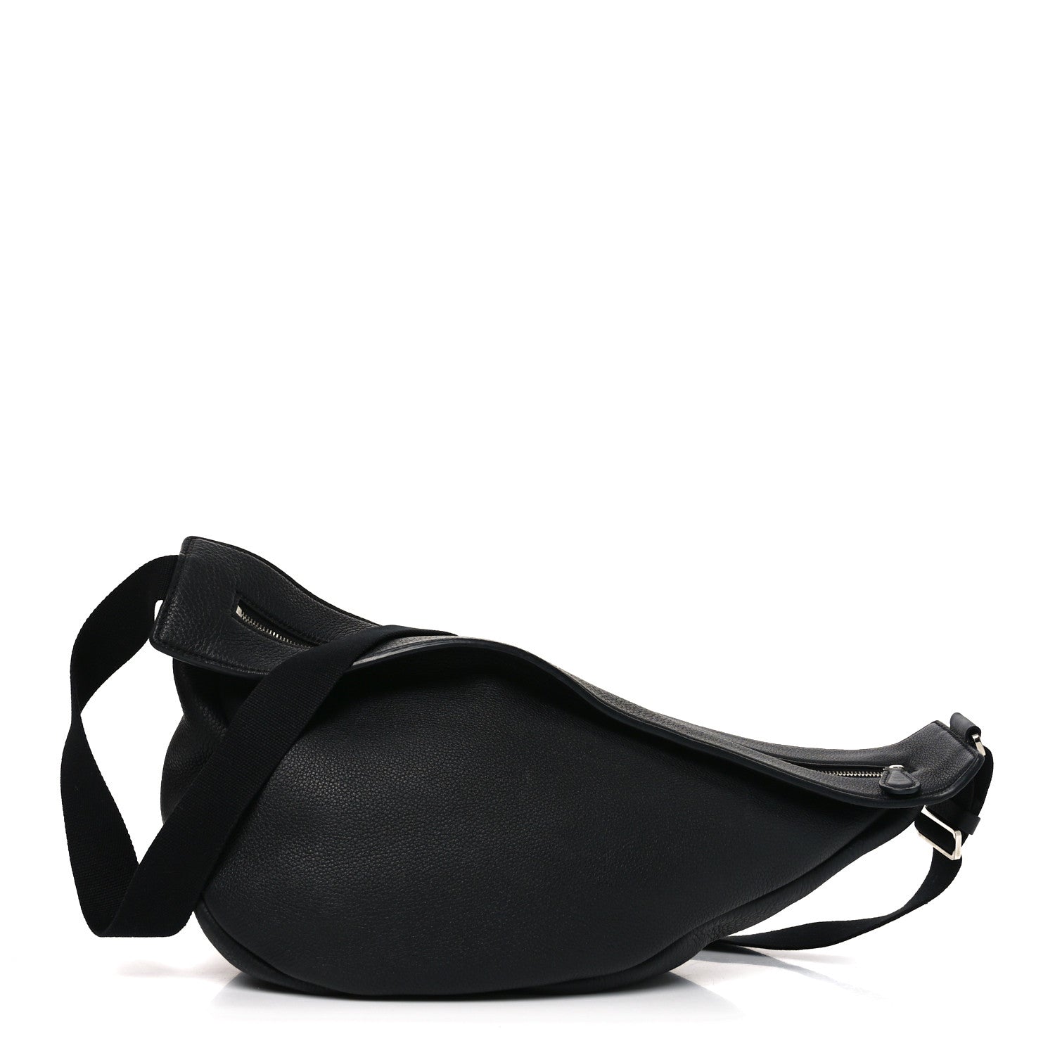 Grained Calfskin Large Slouchy Banana Bag Black