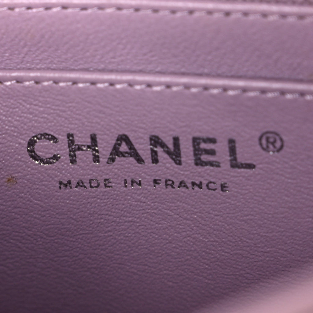 Lambskin Quilted Mini Square Flap Purple