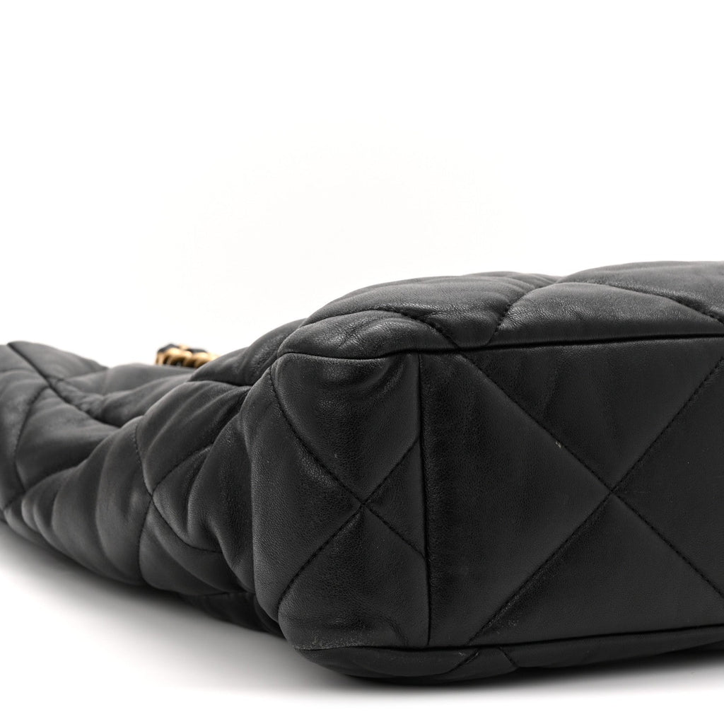 Lambskin Quilted Chanel 19 Shopping Bag Black