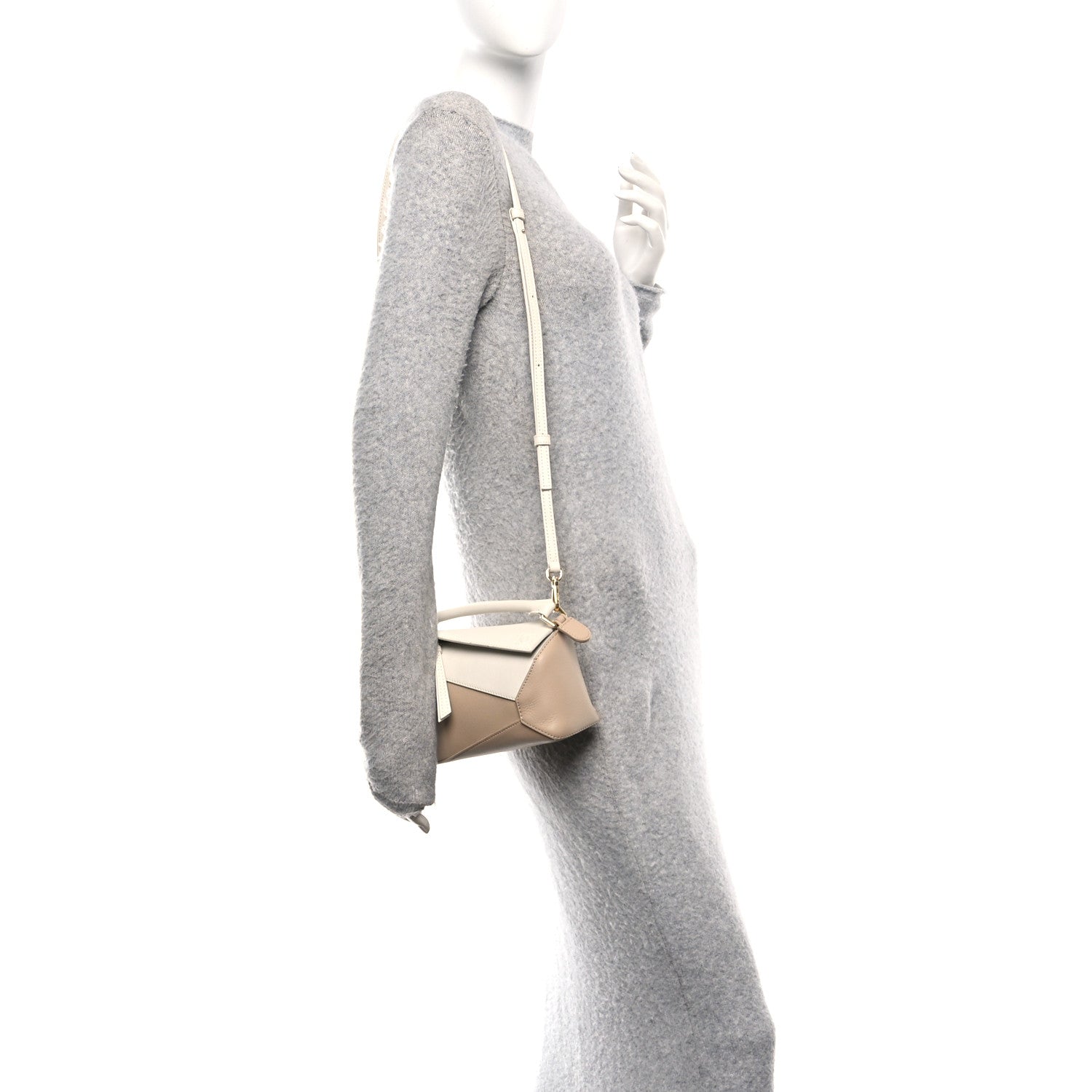 Calfskin Mini Puzzle Edge Bag Soft White Paper Craft