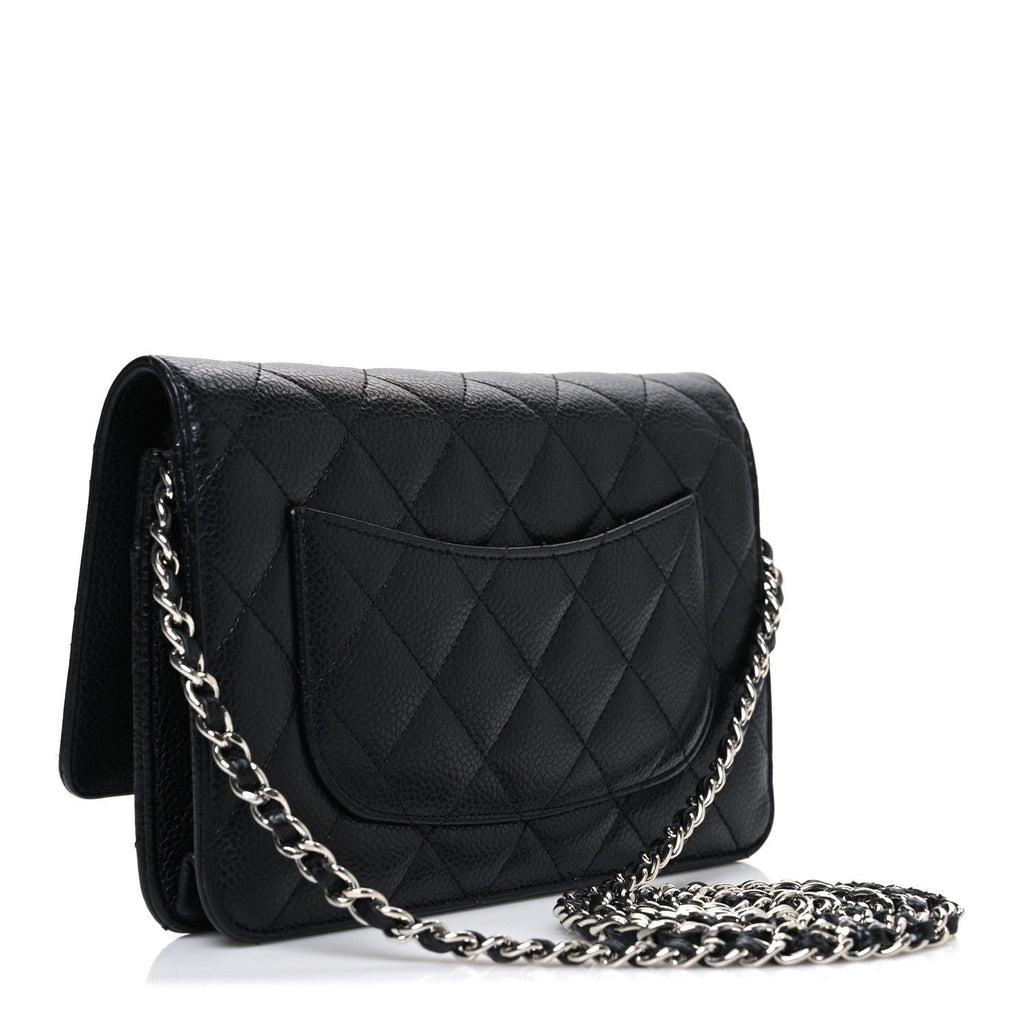 Caviar Quilted Wallet on Chain WOC Black