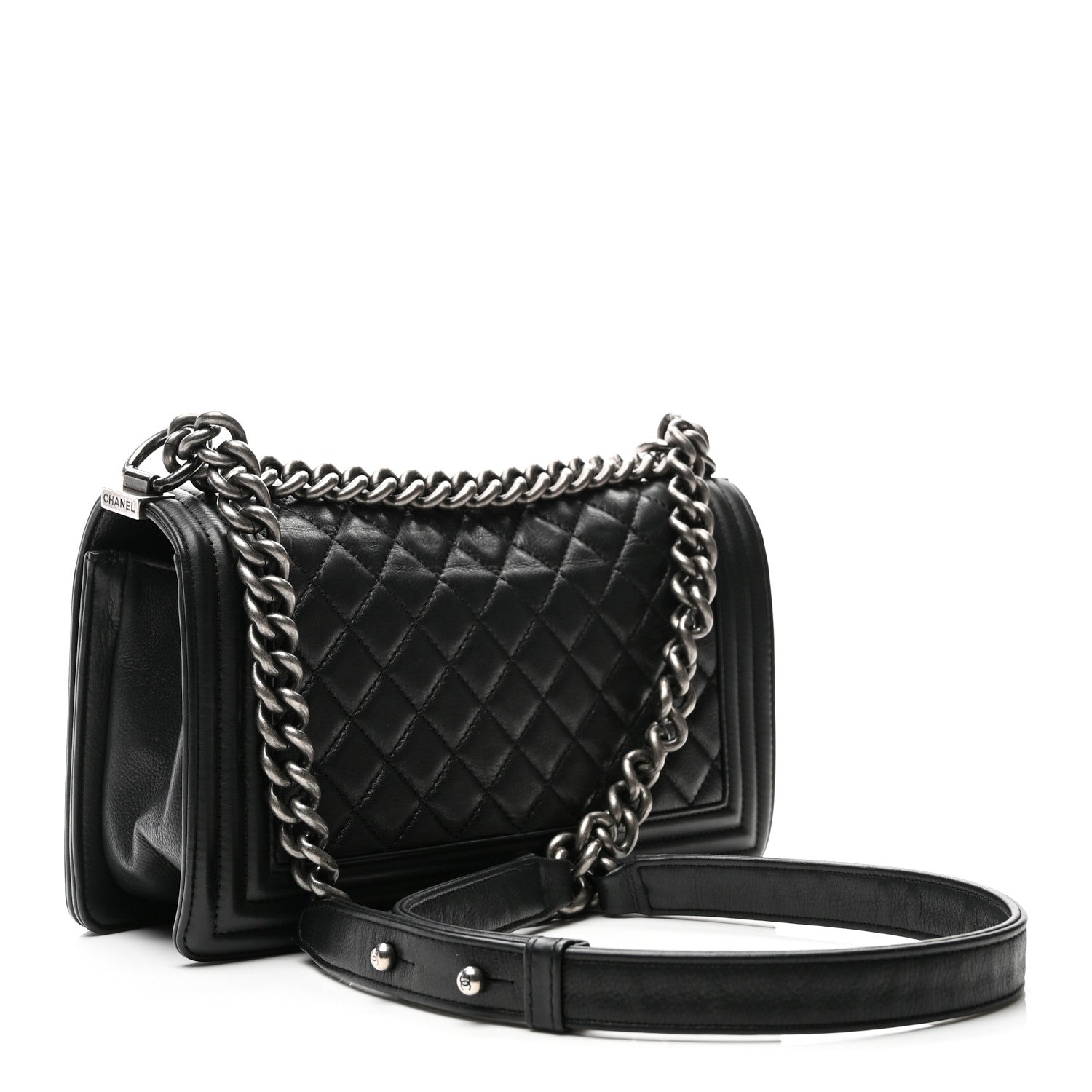 Calfskin Quilted Medium Boy Flap Black