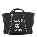 Calfskin Medium Deauville Tote Black Multicolor